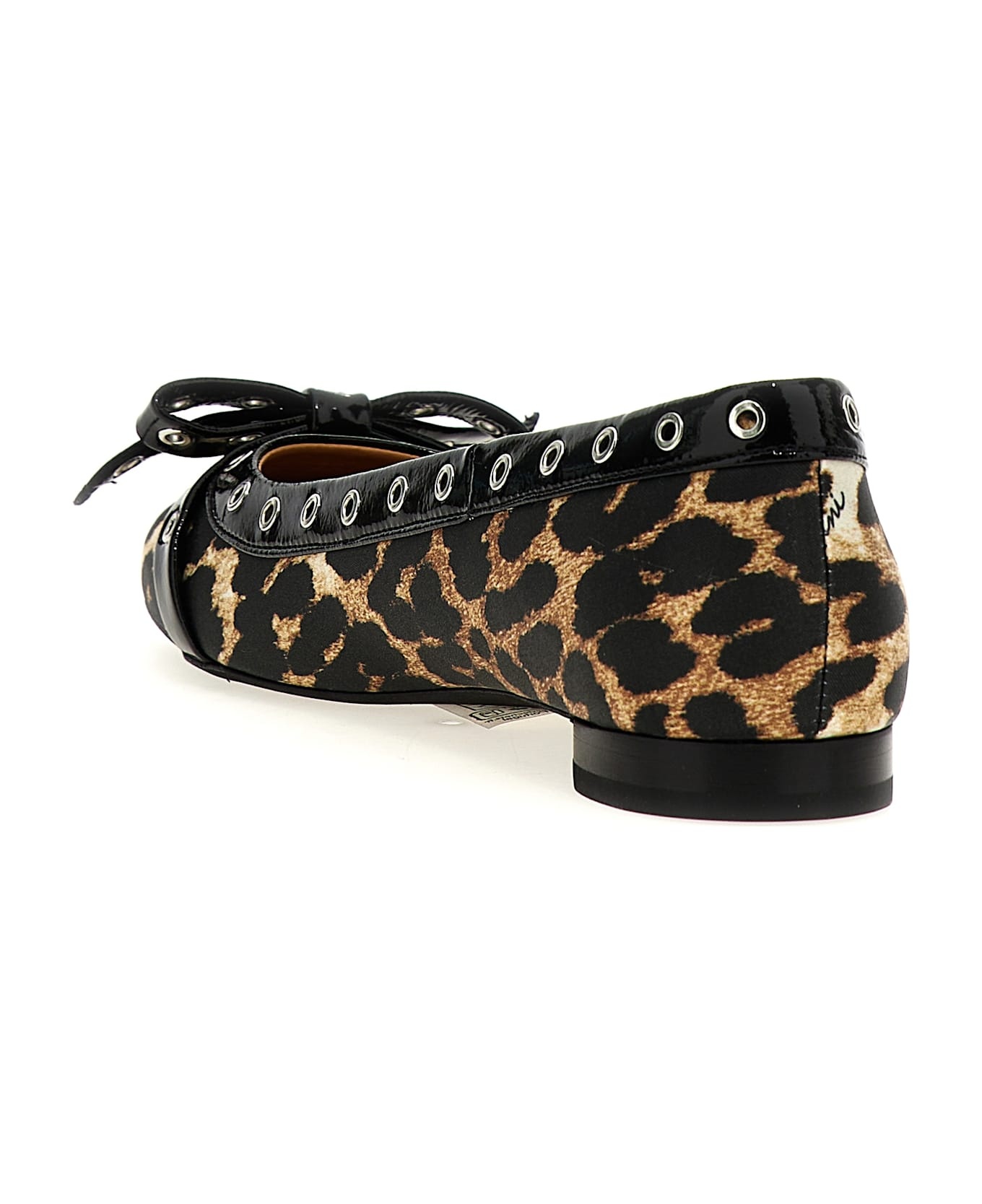 'leopard Eyelets Bow' Ballet Flats - 3