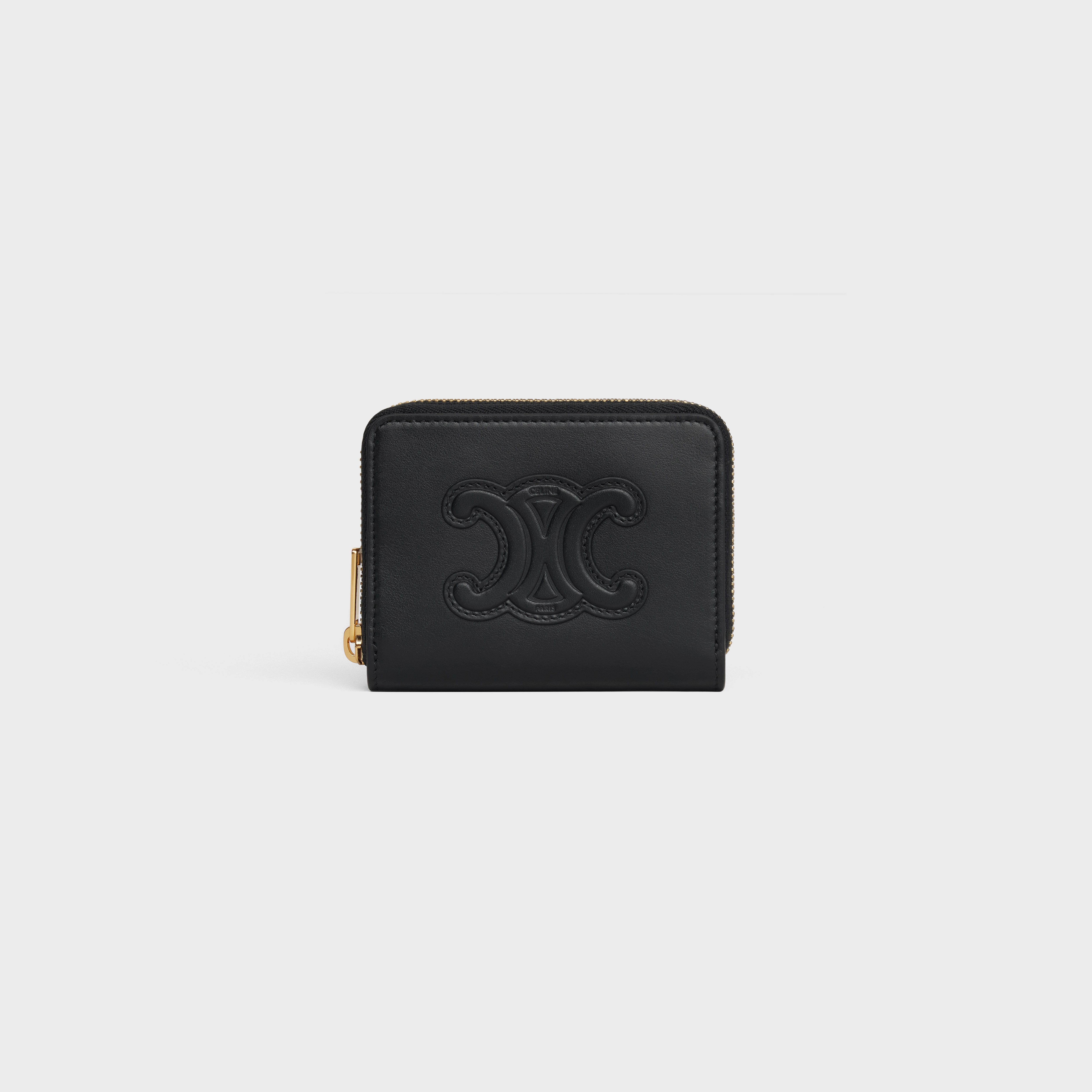 COMPACT ZIPPED WALLET CUIR TRIOMPHE IN SMOOTH CALFSKIN - 1
