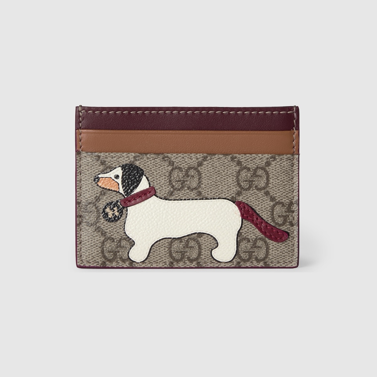 Bi-color GG card case with dog detail - 1