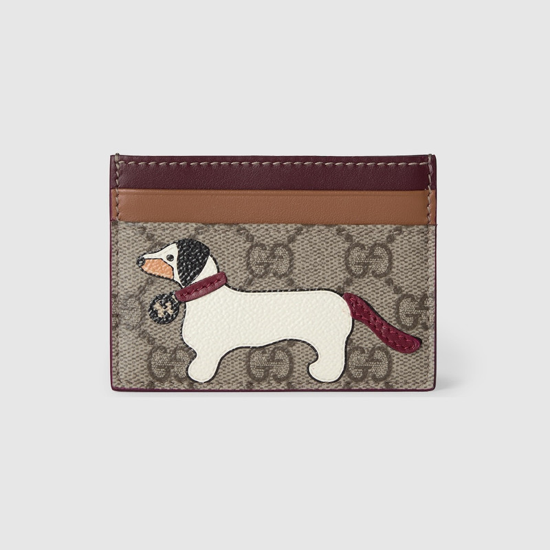 Bi-color GG card case with dog detail 1
