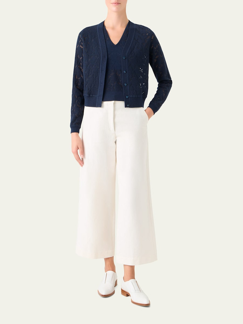 AKRIS Whitecaps Knit V-Neck Cardigan outlook