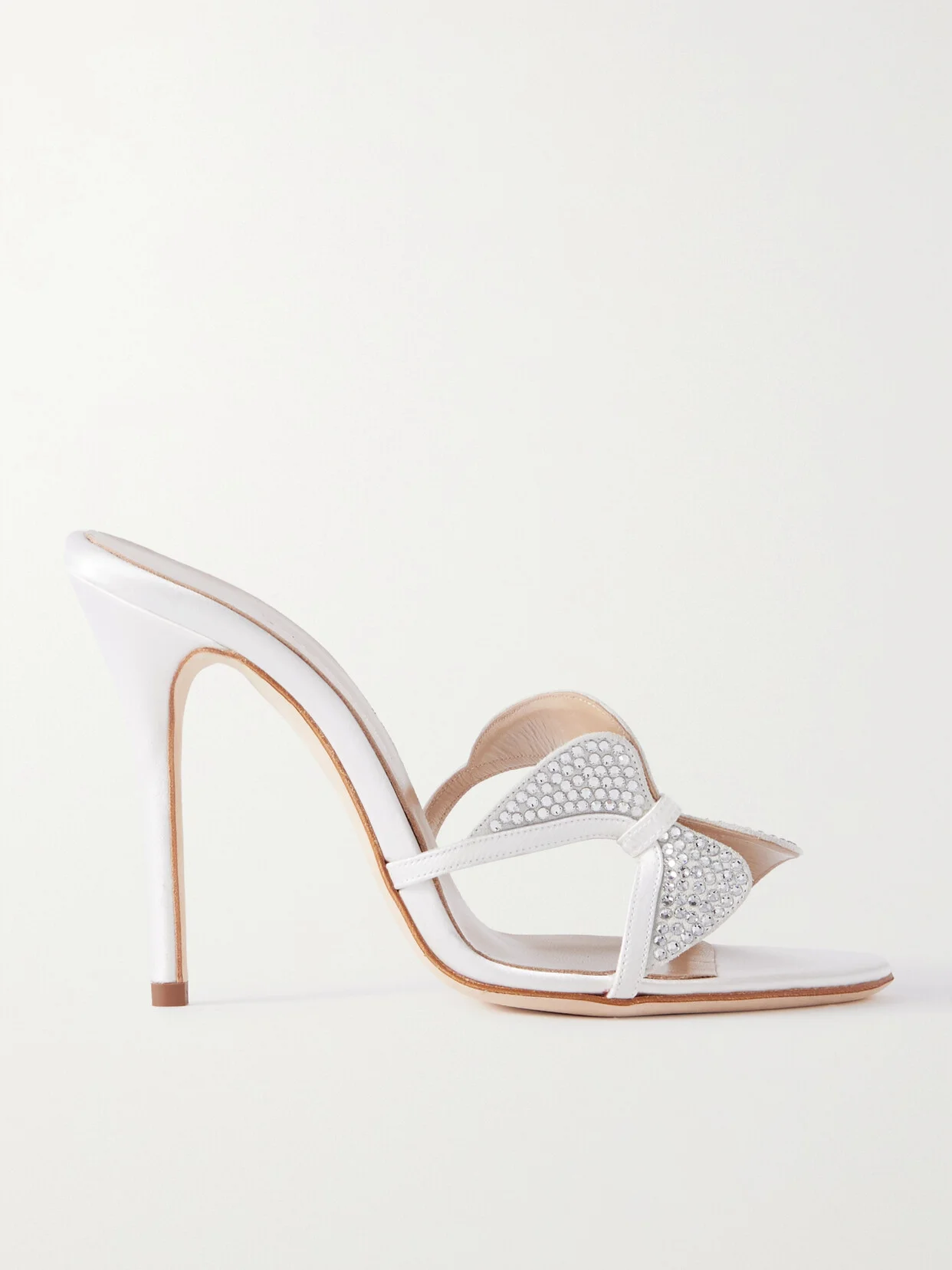 Butterfly Crystal-embellished Silk-satin Mules - 1