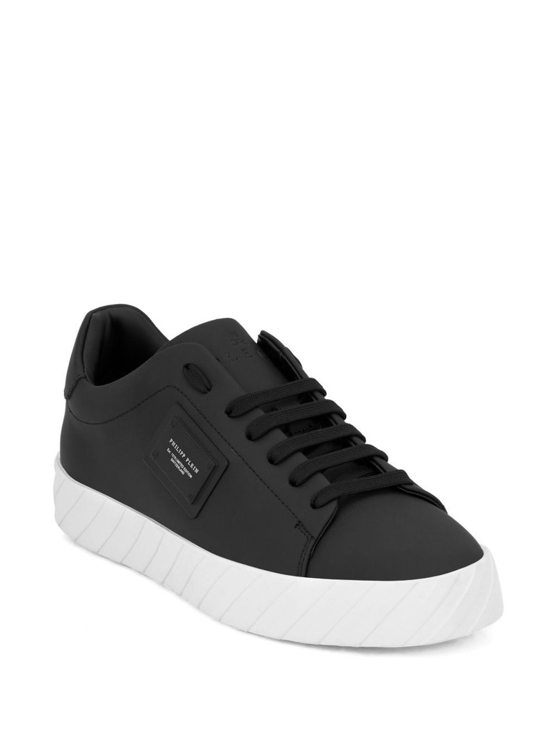 PHILIPP PLEIN plaque leather low-top trainers outlook