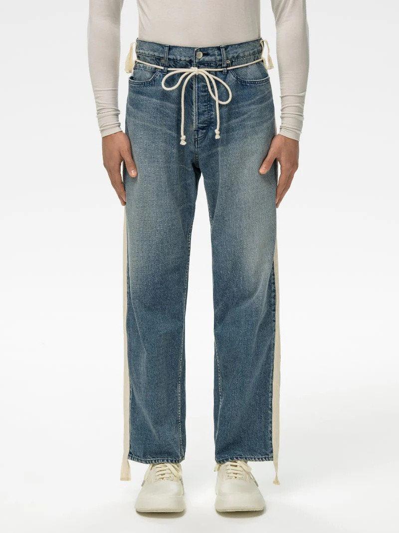 DRAWSTRING SIDE-TAPED DENIM PANTS 3