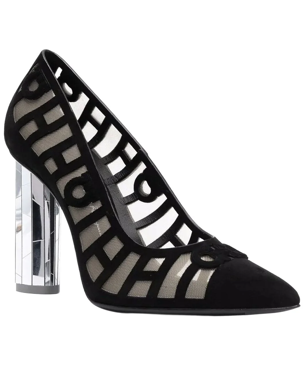 Ferragamo Mirrored Leather Heel Pump - 1