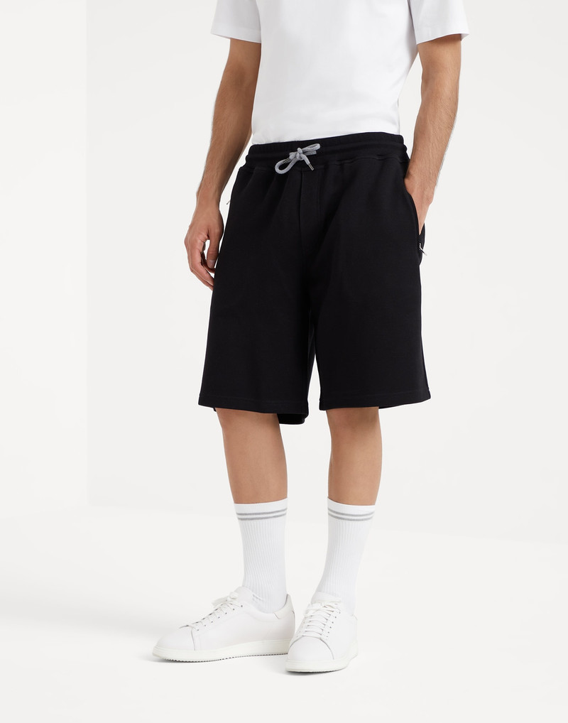 Cotton, cashmere and silk French terry double cloth Bermuda shorts - 1