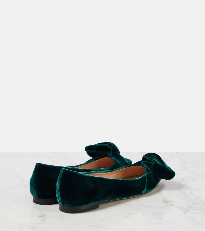 Gianvito Rossi Bow-detail velvet ballet flats outlook