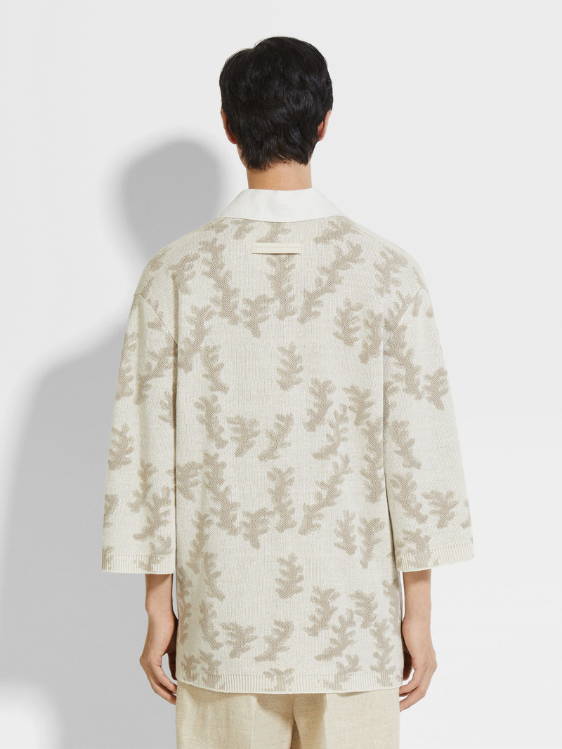 WHITE AND LIGHT BEIGE OASI LINO POLO SHIRT 5