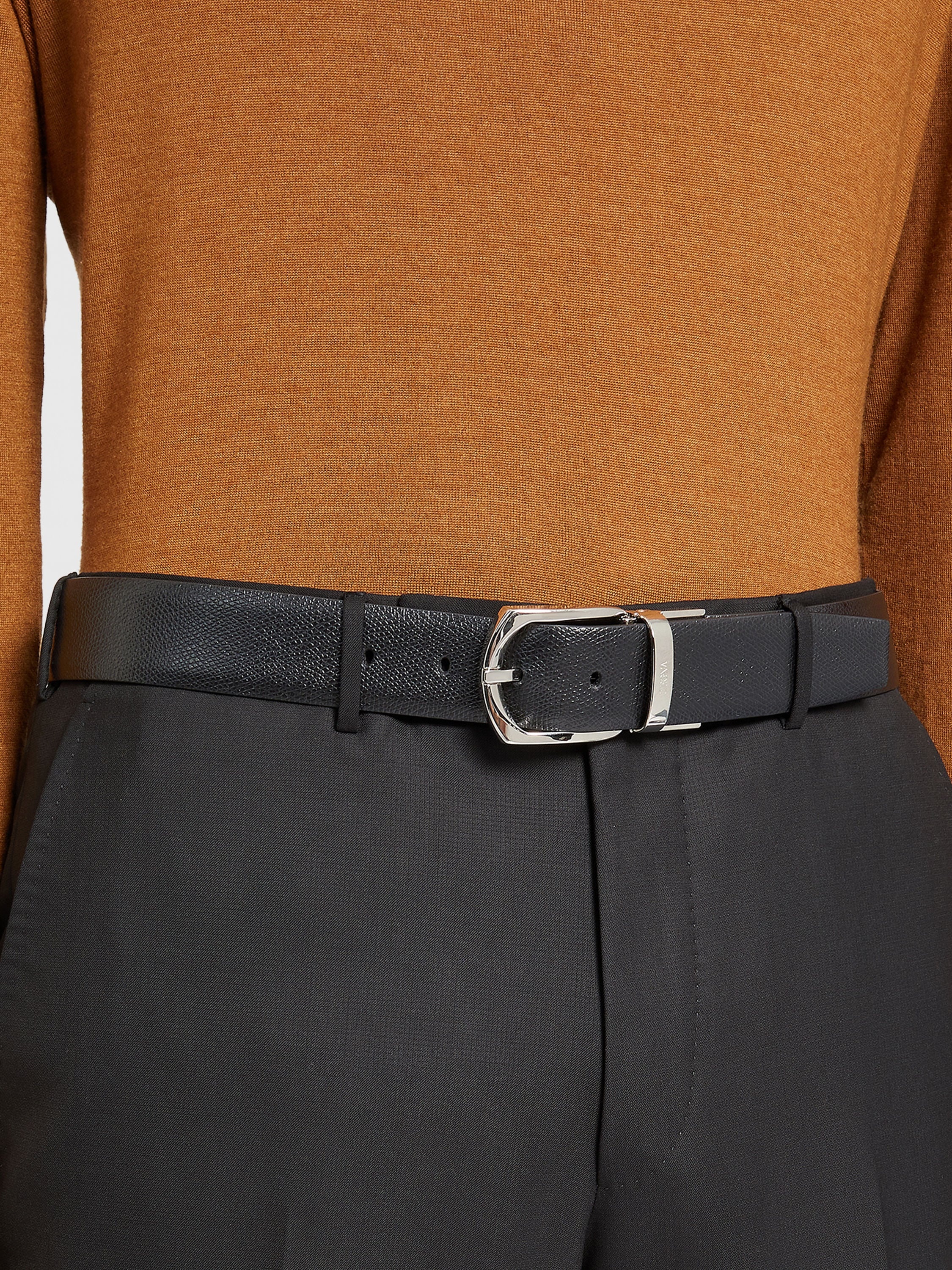 BLACK REVERSIBLE LEATHER BELT - 3