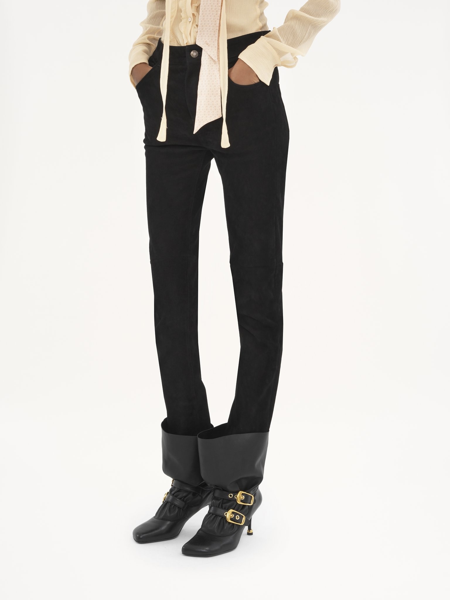 SKINNY PANTS IN STRETCH SUEDE - 4