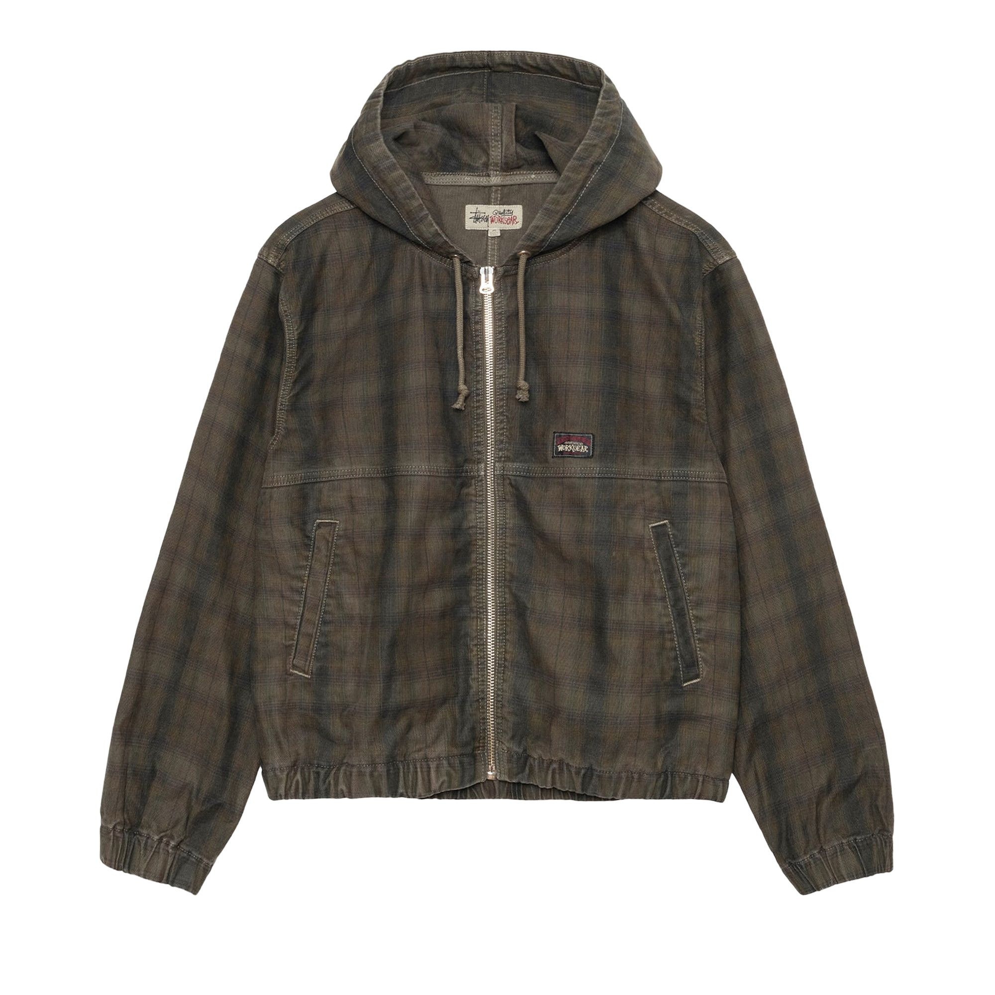 Stussy Unlined Plaid Zip Hoodie 'Olive' - 1