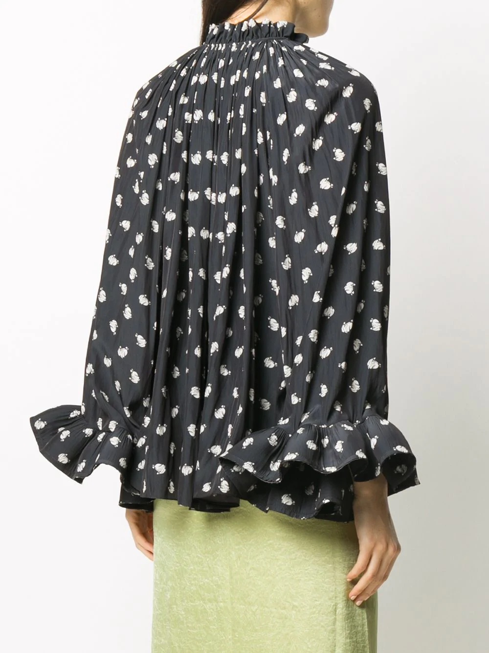 printed frill sleeve blouse - 4