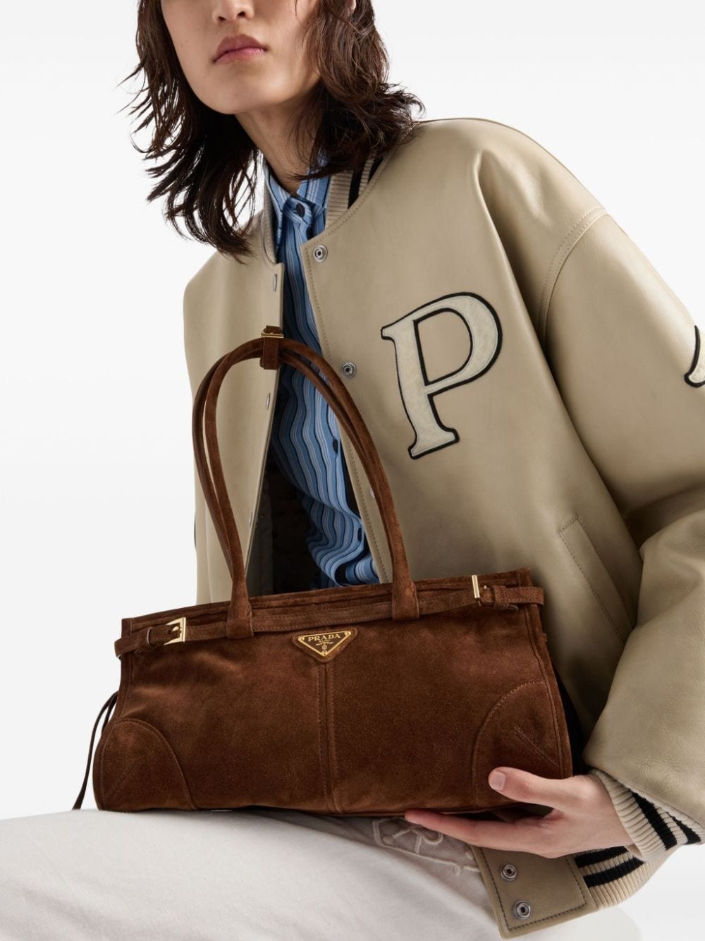 medium suede tote bag - 3