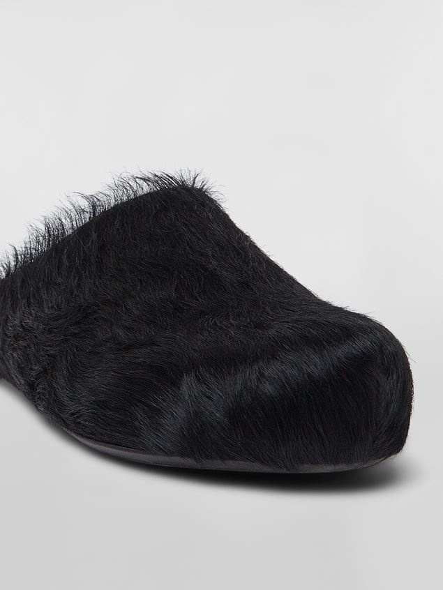 BLACK LONG-HAIRED CALFSKIN SABOT - 5