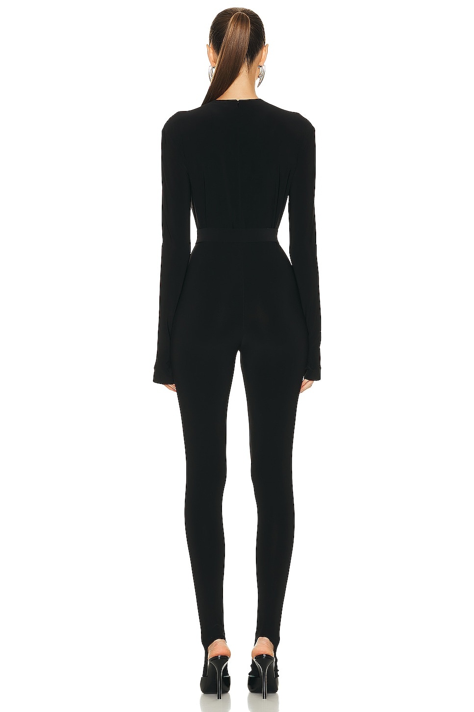 Long Sleeve Deep V Neck Catsuit - 3