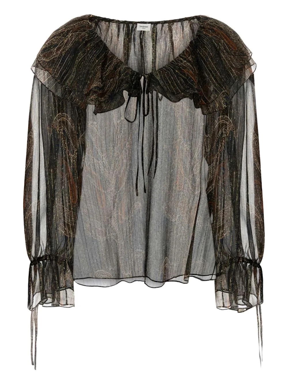 ruffled printed silk blouse - 1