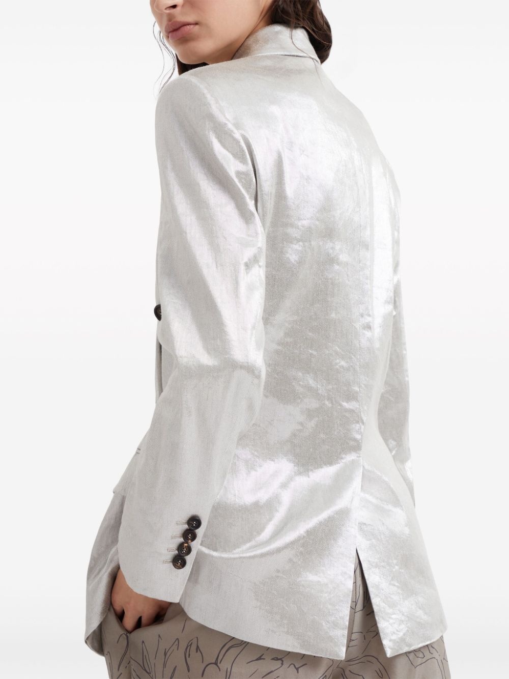 metallic double-breasted blazer - 4