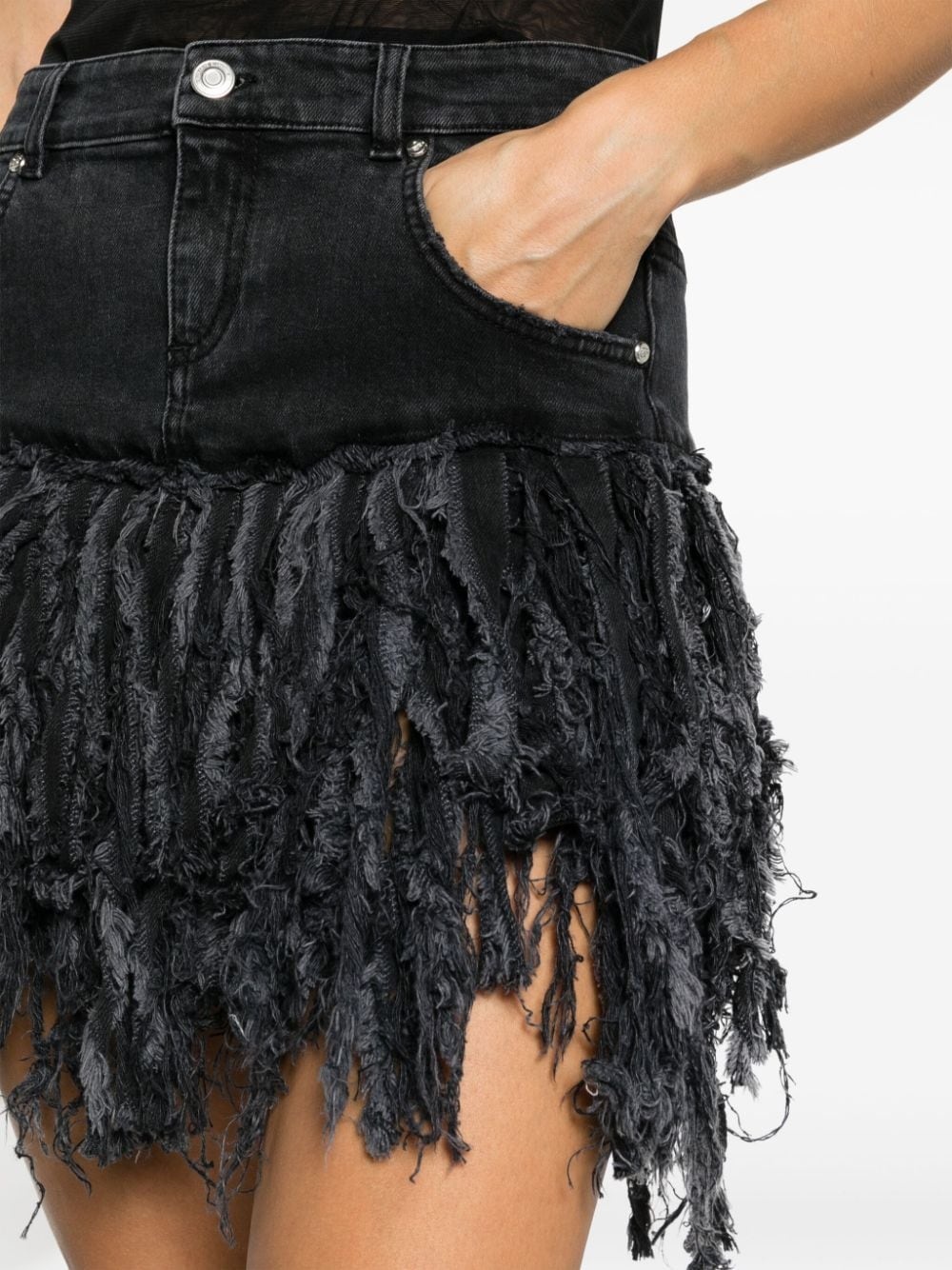 fringed denim miniskirt - 5