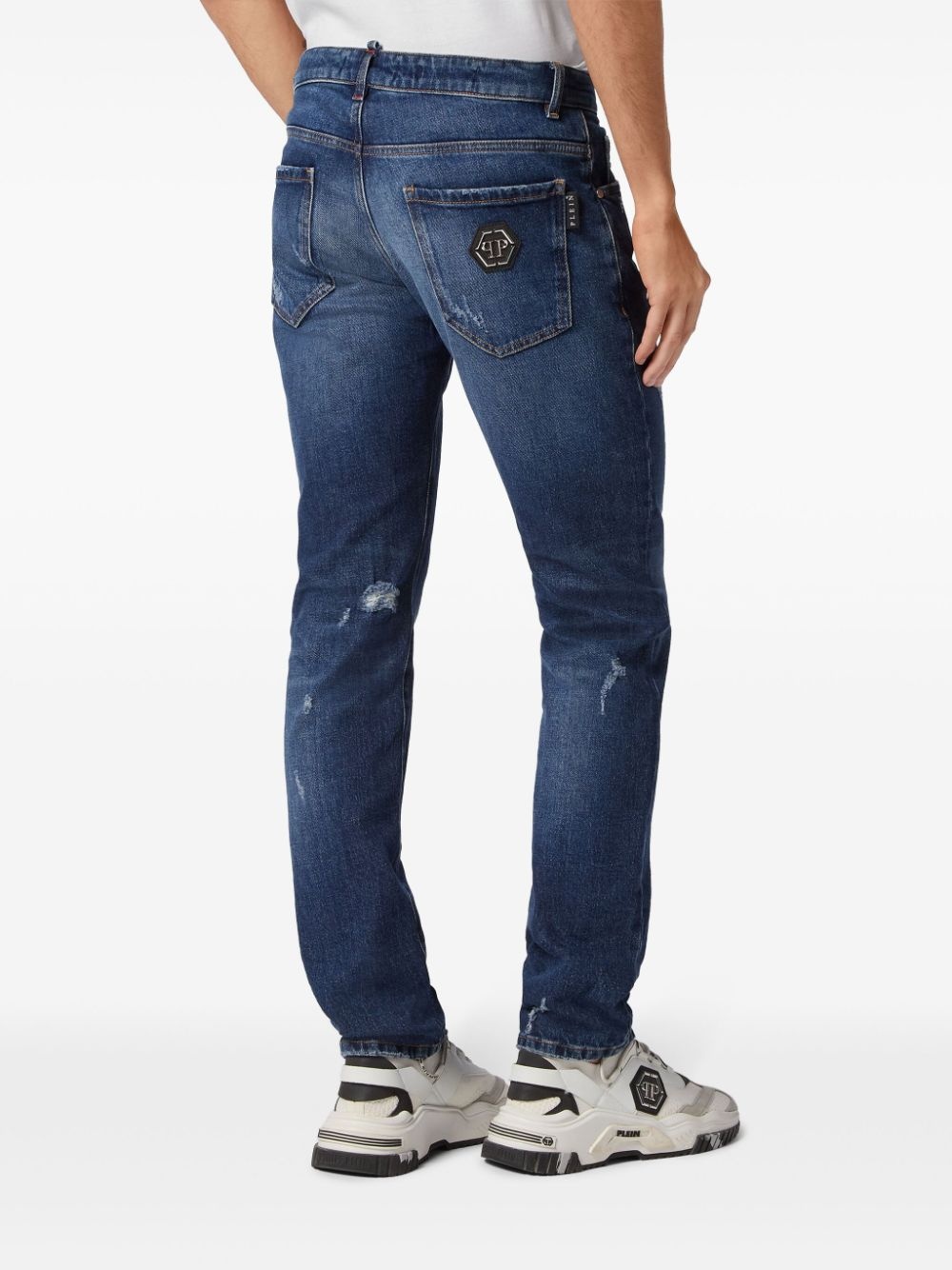 ripped-detail straight-leg jeans - 4