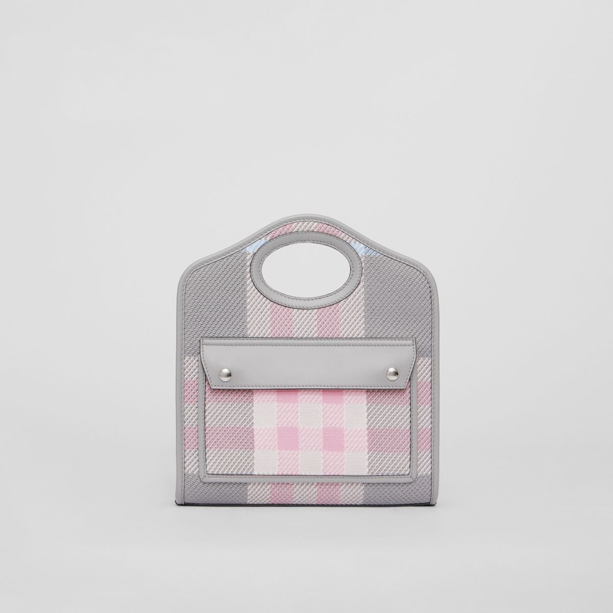 Mini Knitted Check and Leather Pocket Bag - 1