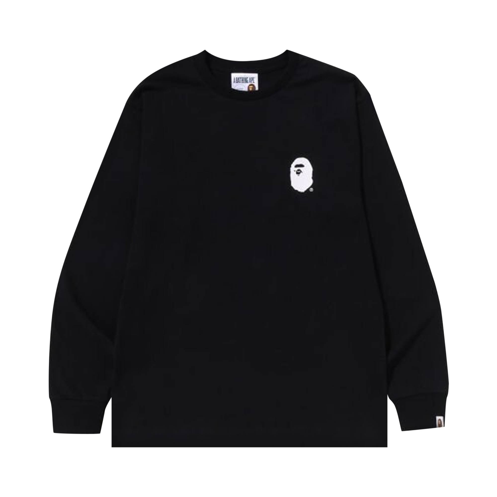 BAPE A Bathing Ape Lettered Long-Sleeve Tee 'Black' - 1