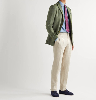 Etro Unstructured Velvet-Trimmed Herringbone Wool Blazer outlook