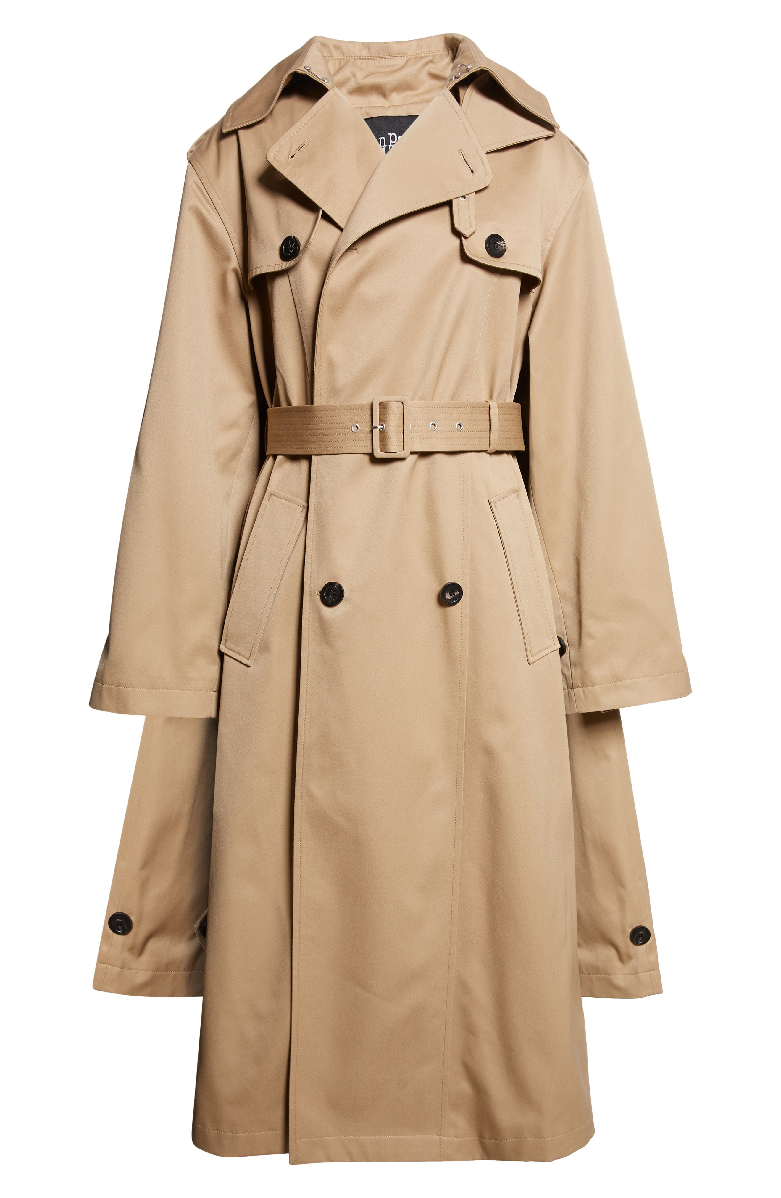 Jean Paul Gaultier Water Repellent Gabardine Hooded Trench in Beige at Nordstrom - 7