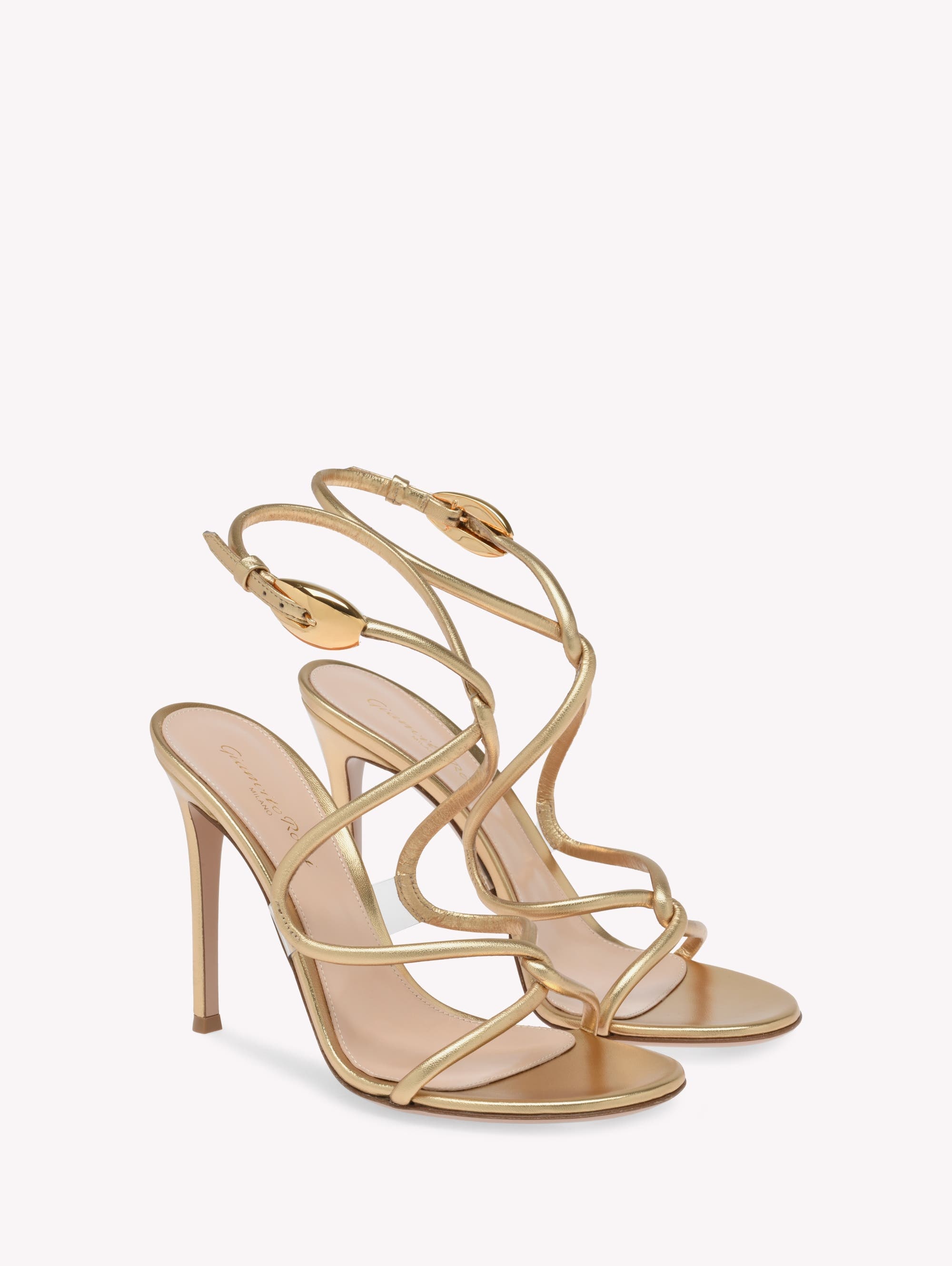 Gianvito Rossi Black Mamba Sandals in Metallic Gold at Nordstrom - 2