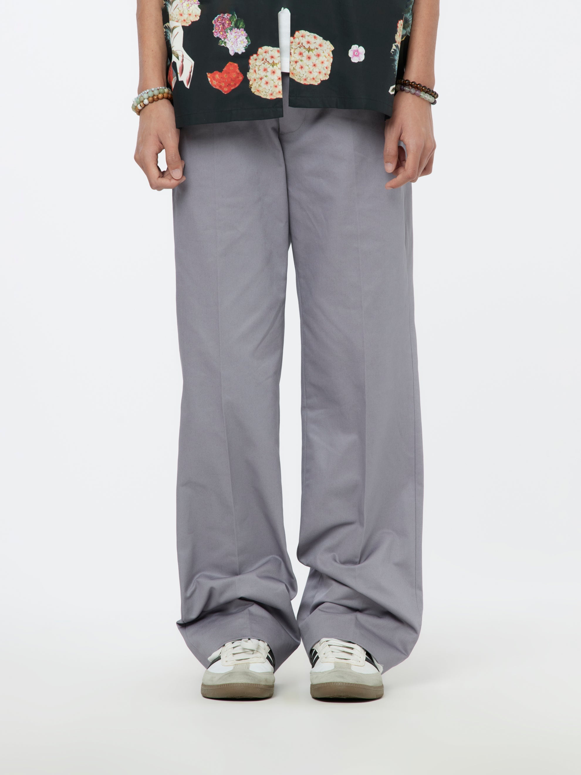 LEATHER LACE CHINO PANTS (MERCURY) - 2
