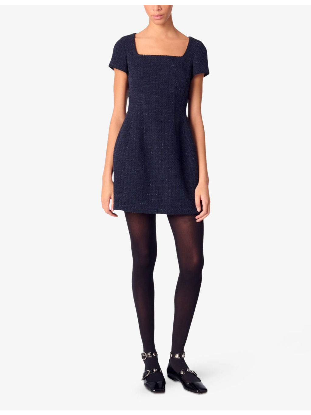 Square-Neck Tweed Cotton-Blend Mini Dress - 2