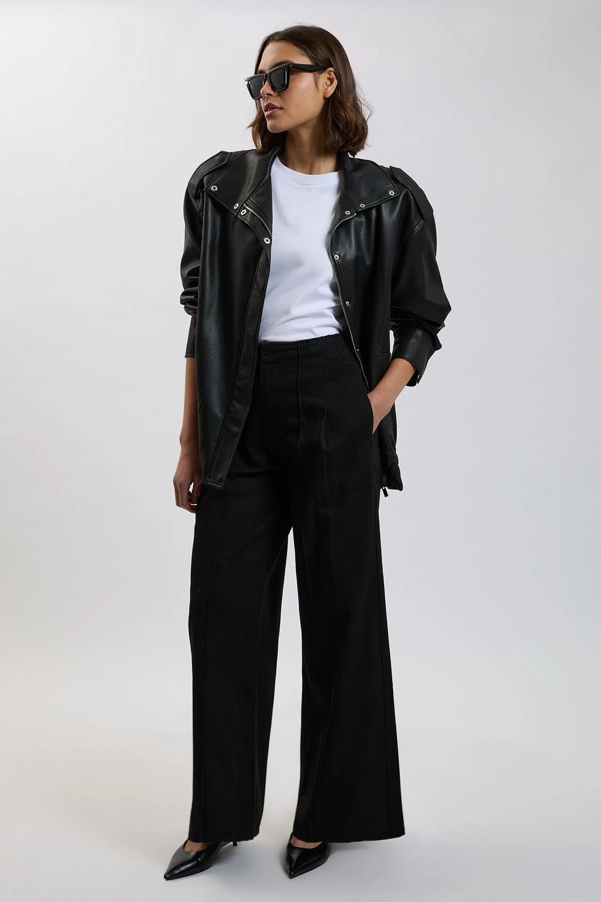 Denim Seam Detail Wide Leg Jean - 1