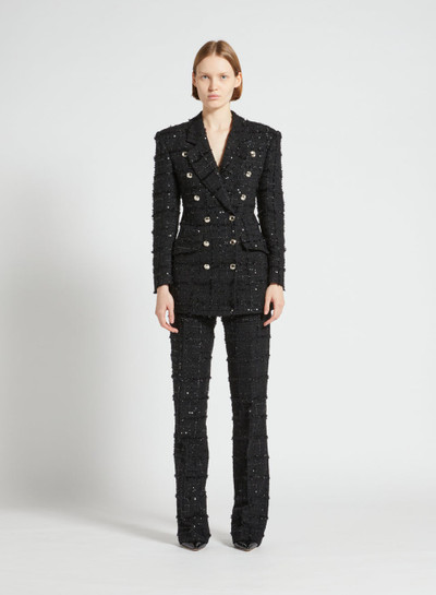 Alessandra Rich SEQUIN CHECKED TWEED DOUBLE BREASTED JACKET outlook