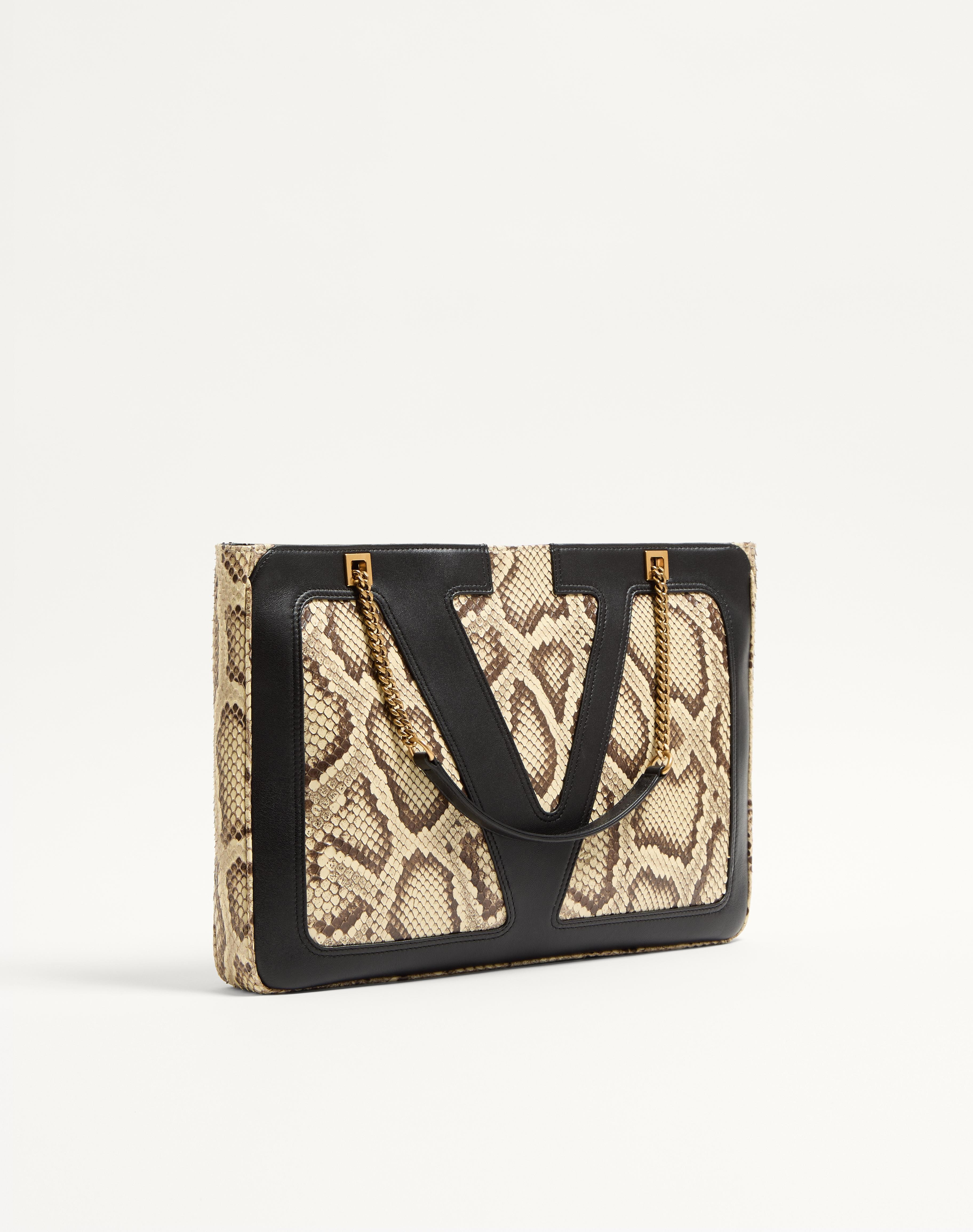 VALENTINO GARAVANI VIVA SUPERSTAR MEDIUM PYTHON SHOPPING BAG - 3