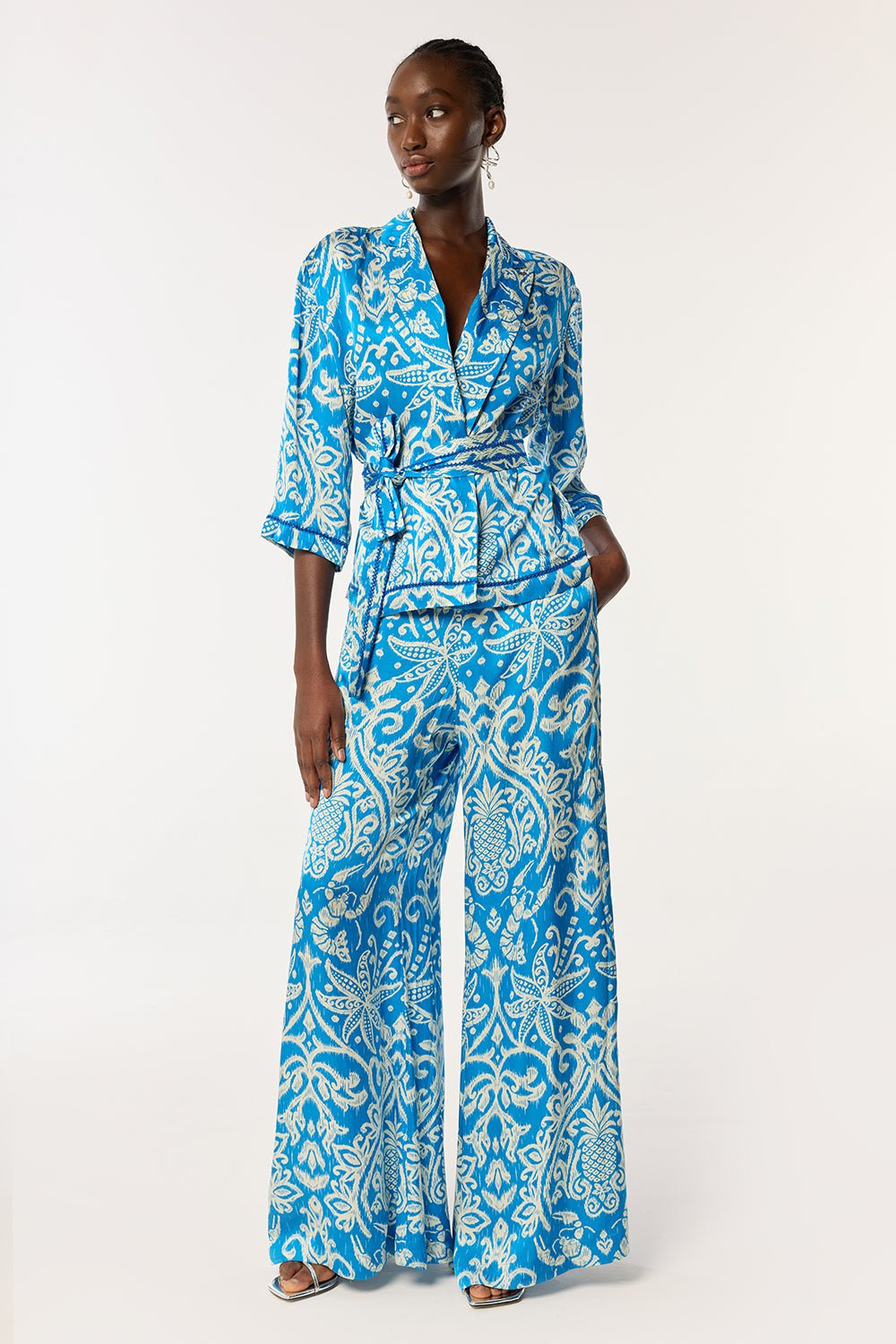 Pant Clea - Turquoise Macro Ikat - 1