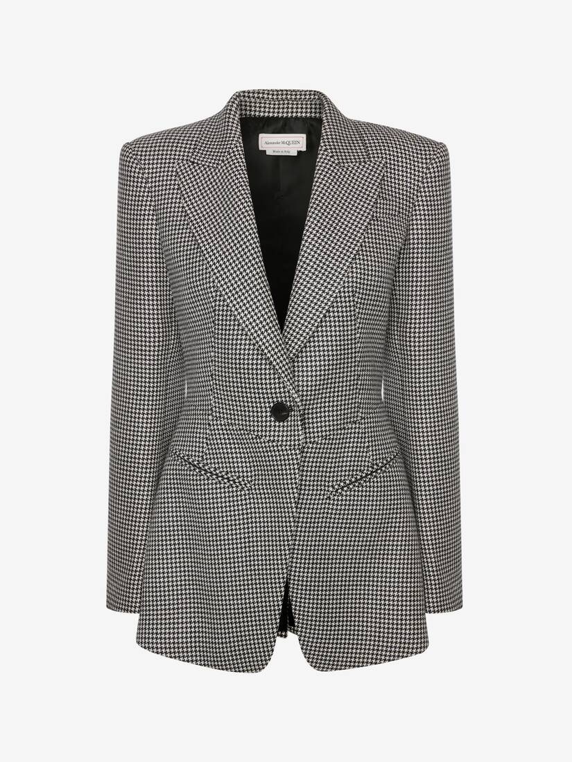 Women's Houndstooth Kickback Jacket in Black/ivory - 1