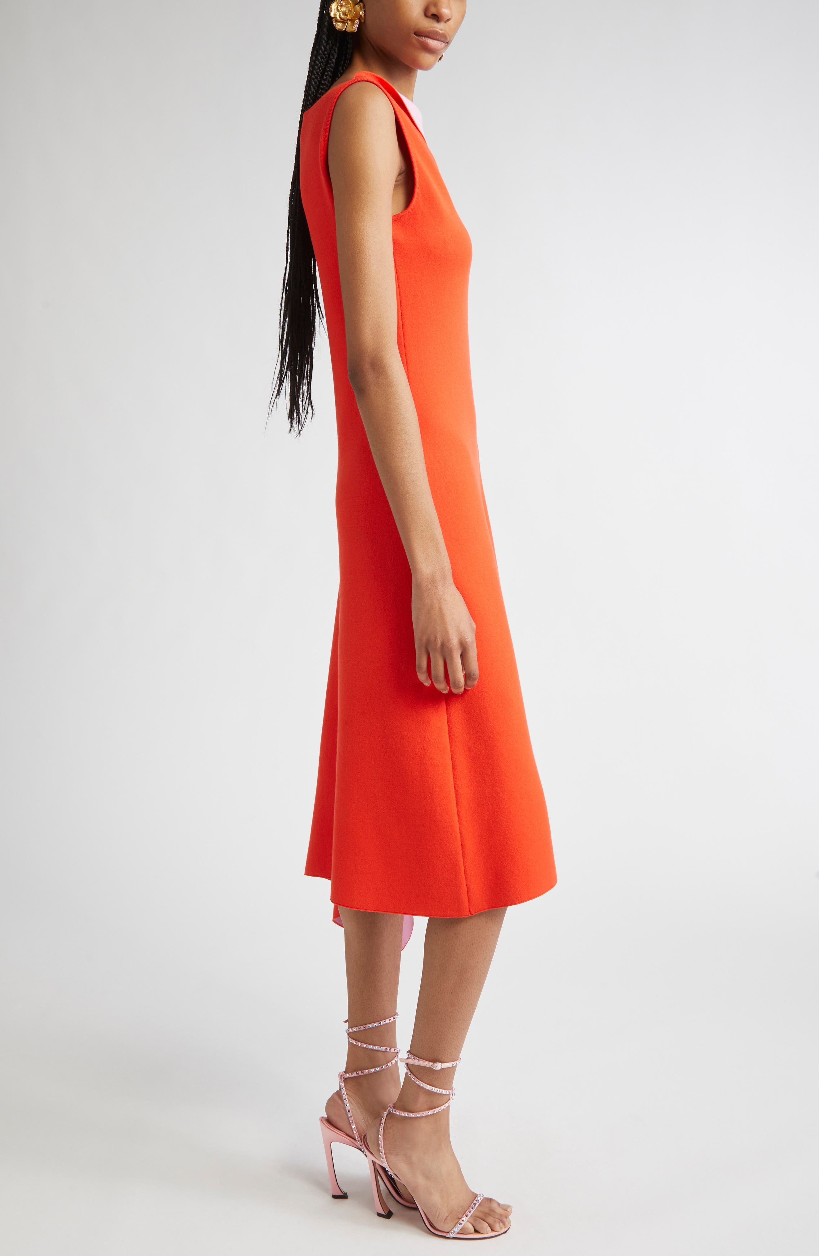 Oscar de la Renta Draped Double Face Jersey Dress in Lily/Carnelian at Nordstrom - 3