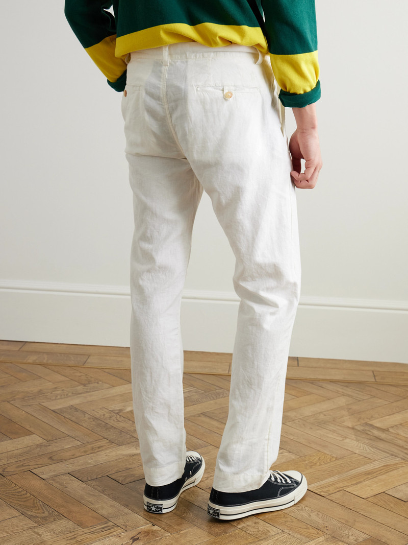 Slim-Fit Straight-Leg Linen and Cotton-Blend Trousers 4