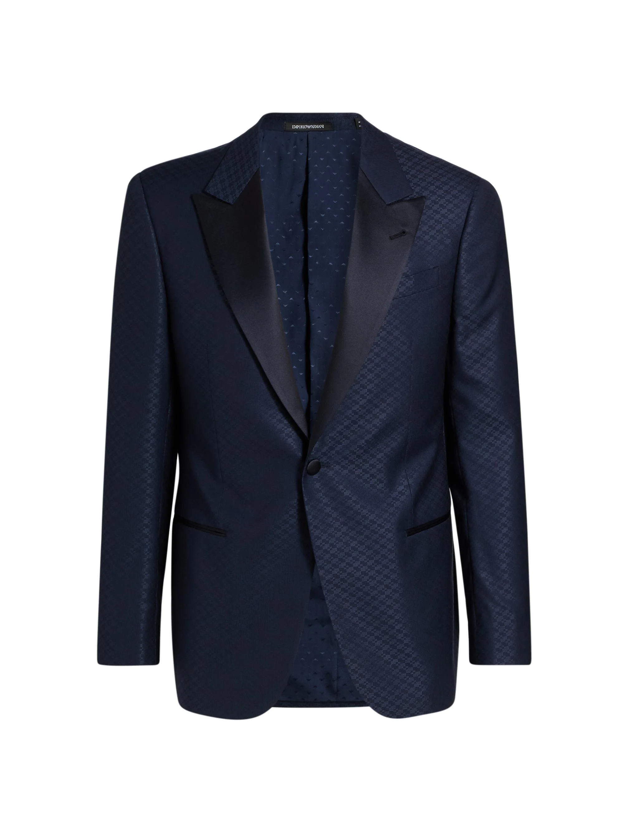 Men's Diamond Grid Print Dinner Jacket - Navy Blue - 1