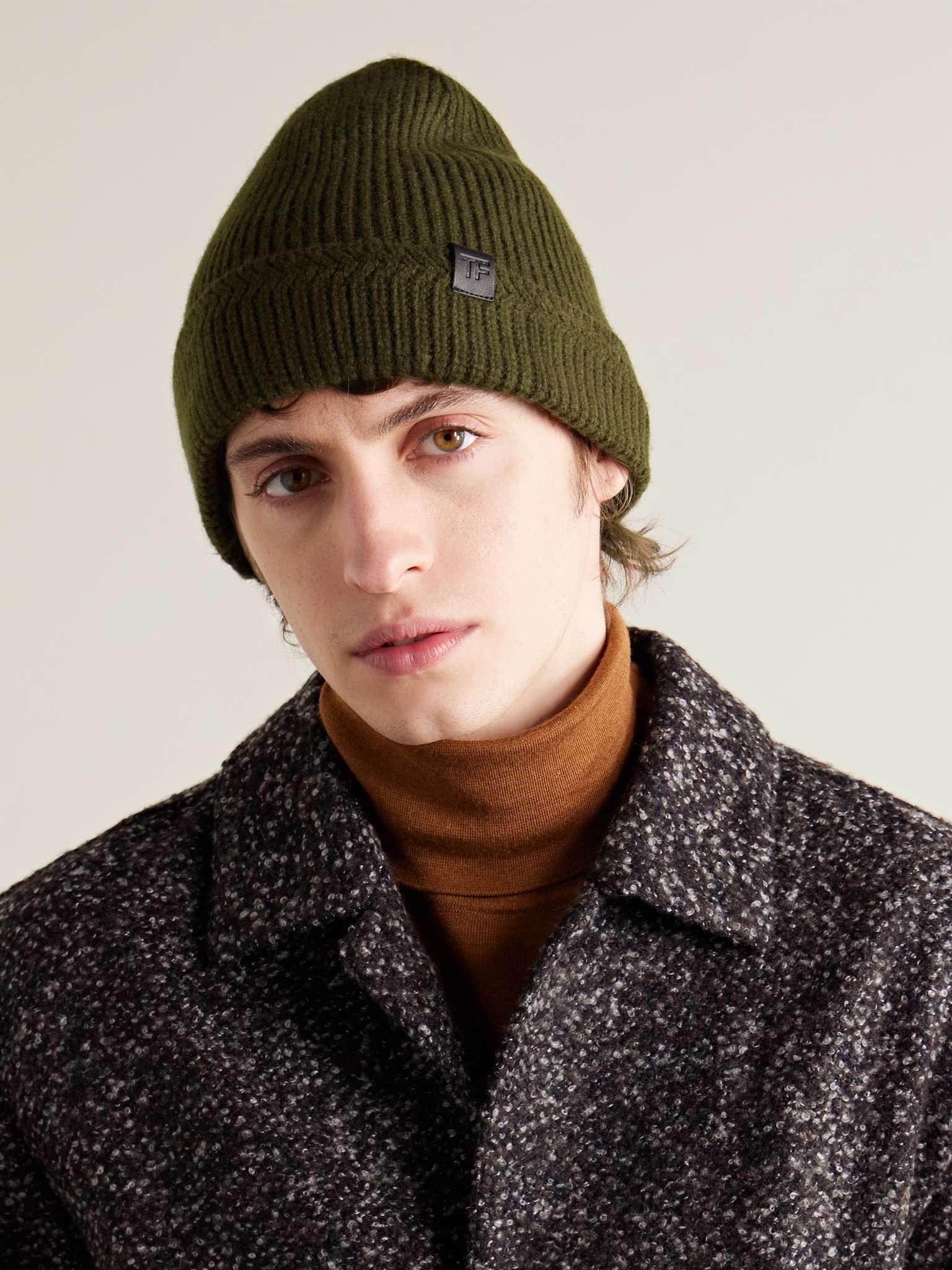 Leather-Trimmed Ribbed Wool and Cashmere-Blend Beanie - 2