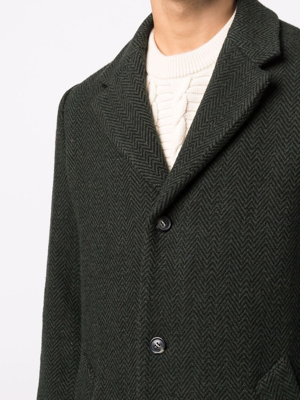 herringbone single breasted coat - 5