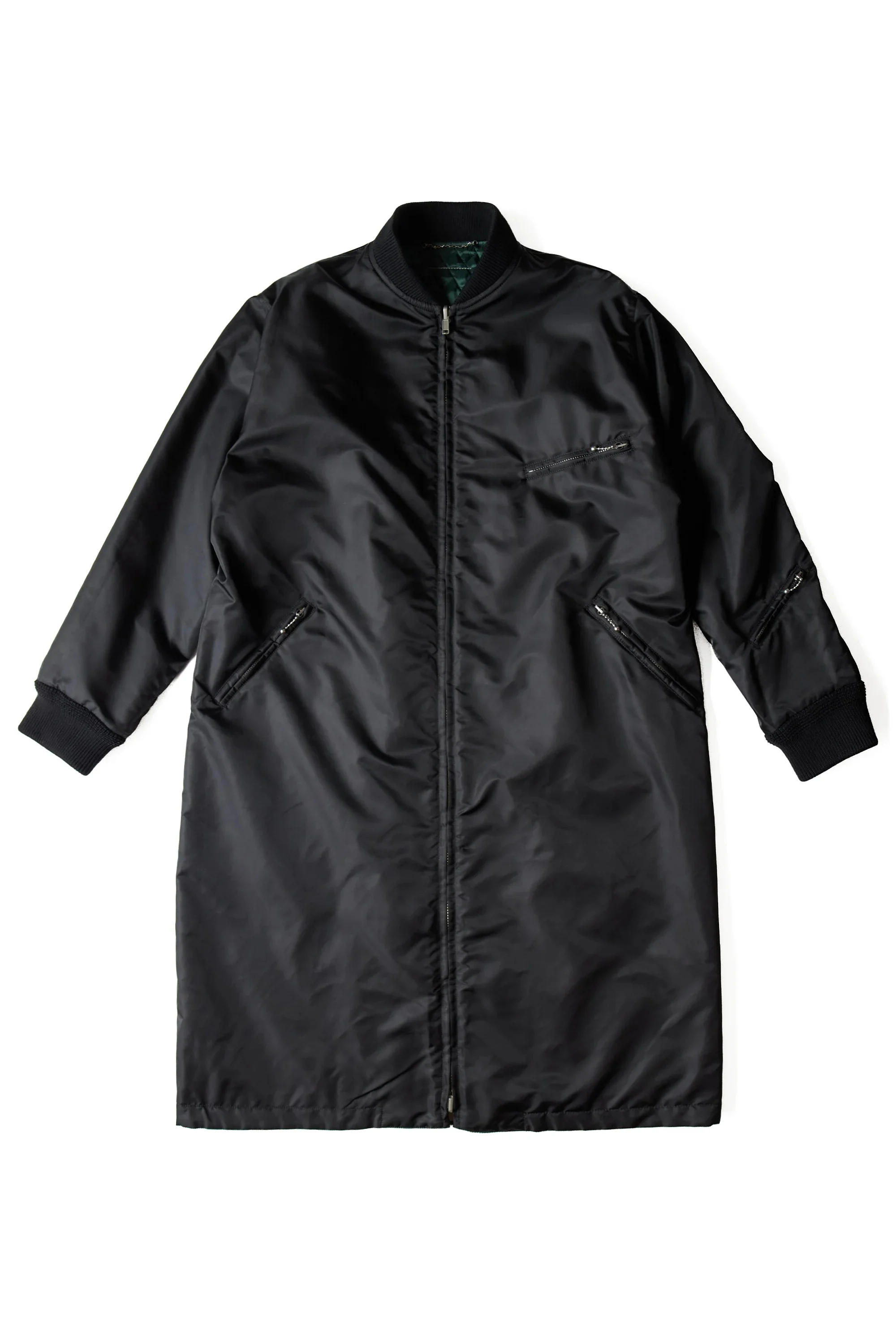 MM6 Maison Margiela Long Nylon Reversible Bomber Coat Black - 1