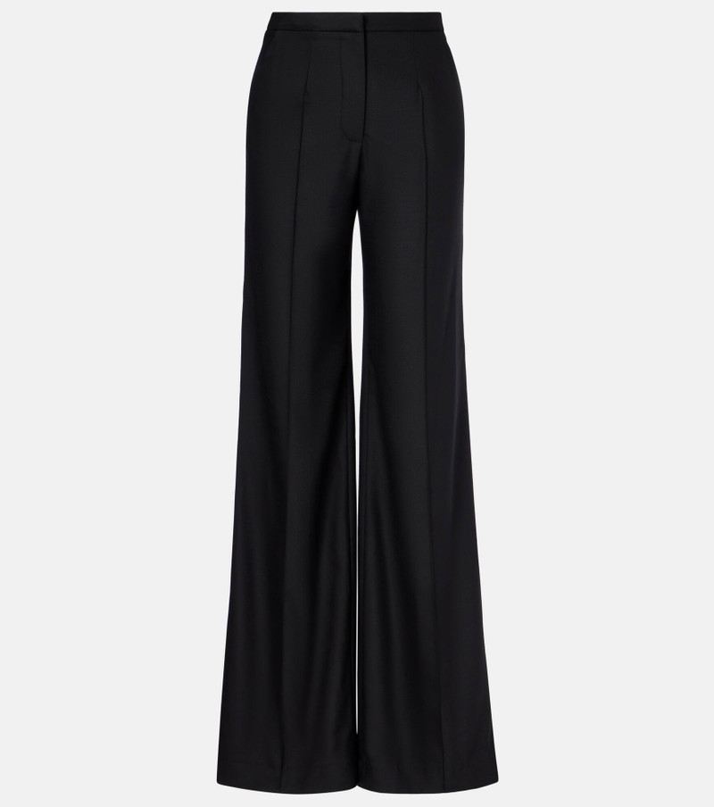 Pleated wool-blend wide-leg pants 1