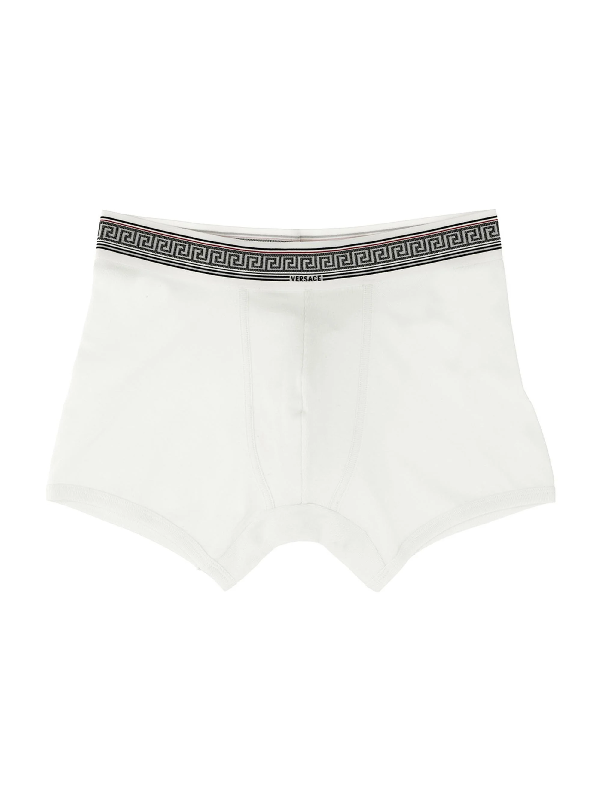 Men's Ribbed Greca Stretch-Cotton Boxer Brief - Optical White - 1