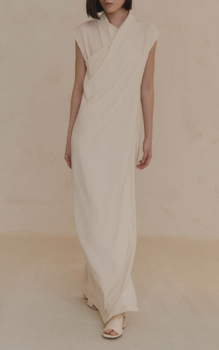 Amanita Silk Wrap Maxi Dress ivory - 2