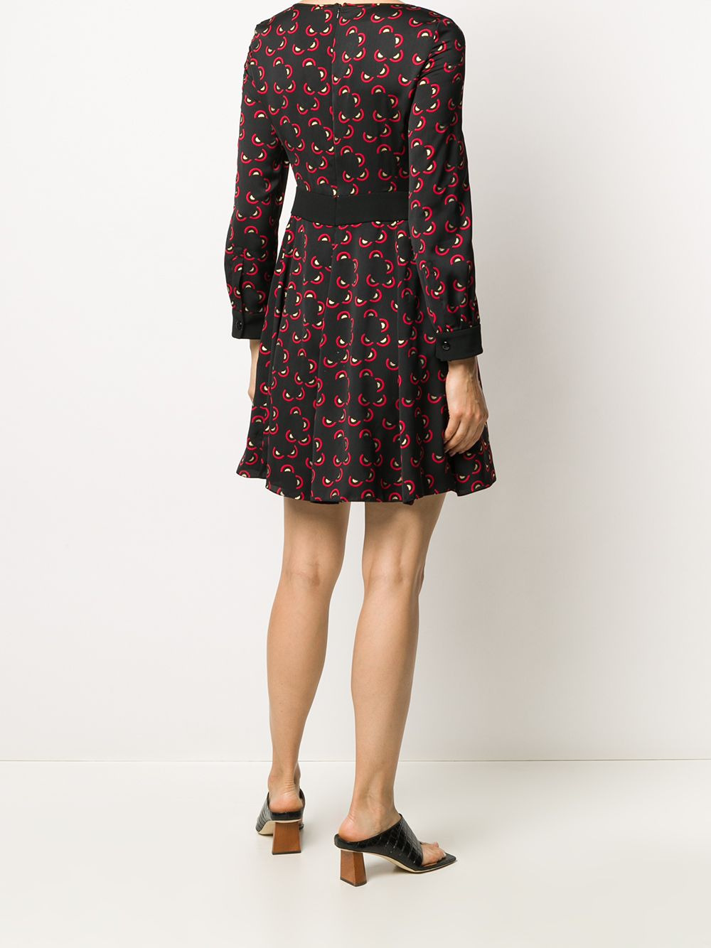 geometric print short dress - 4
