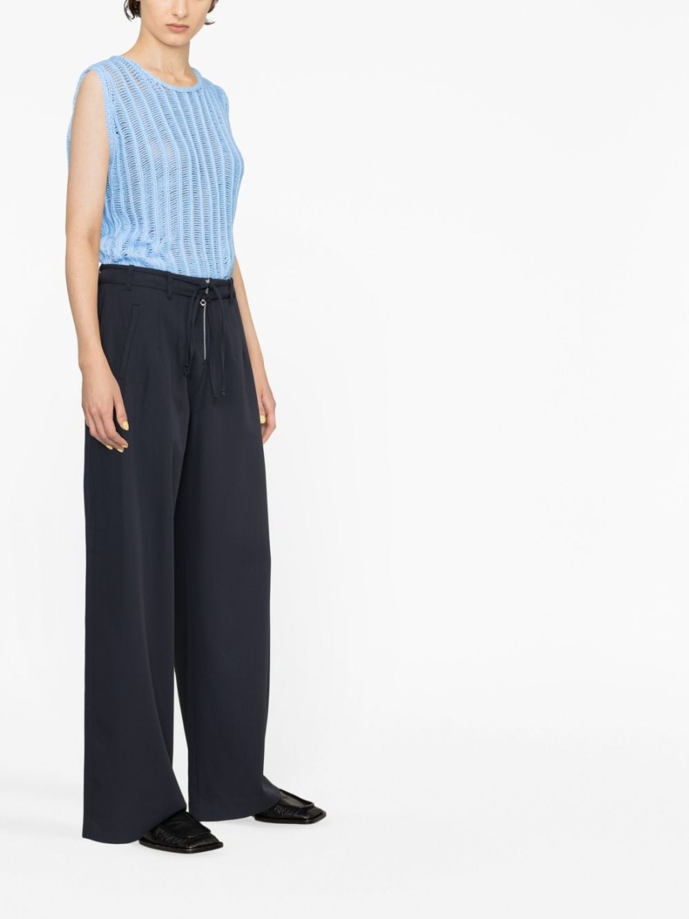wide-leg wool trousers - 4
