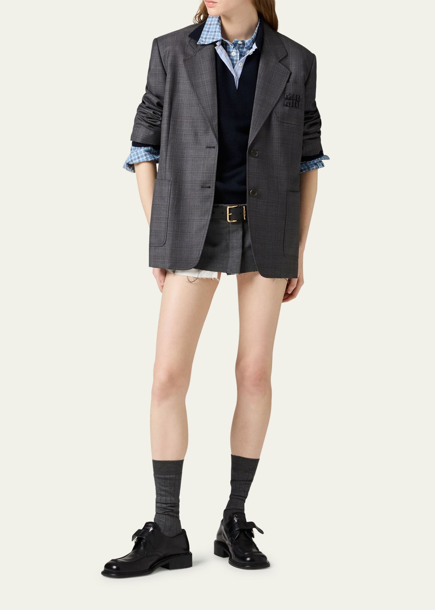 Long-Sleeve Oversized Blazer Jacket - 2