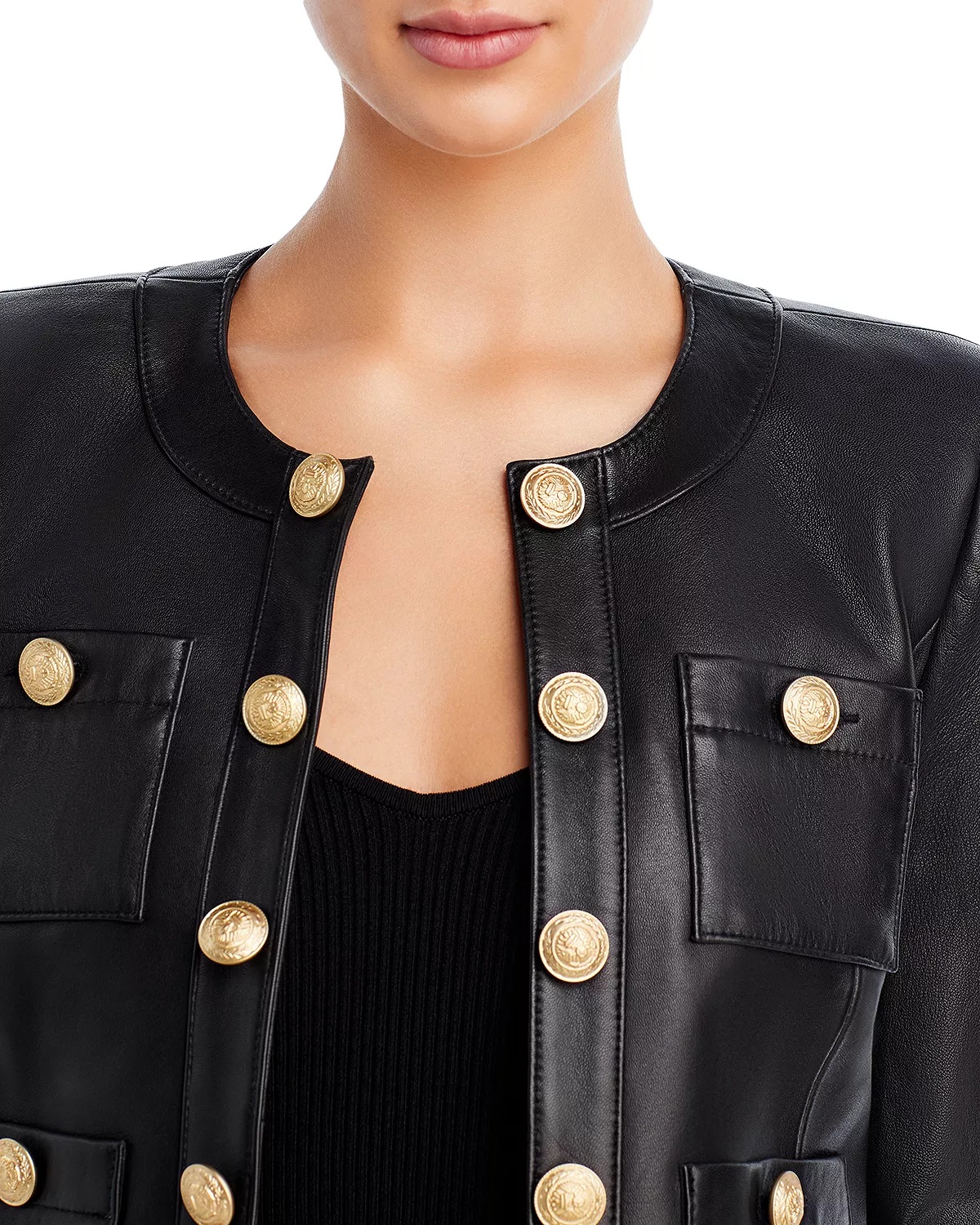 Jayde Leather Open Front Jacket - 5