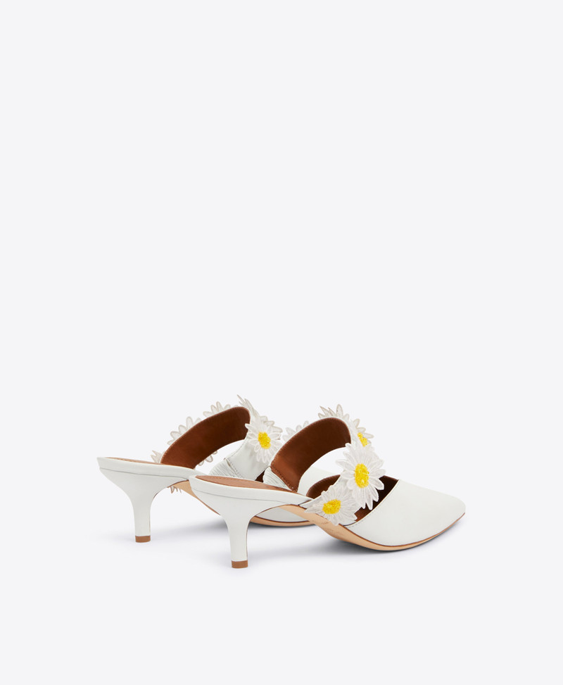 Mindy 45 - White Leather Kitten Heels 4