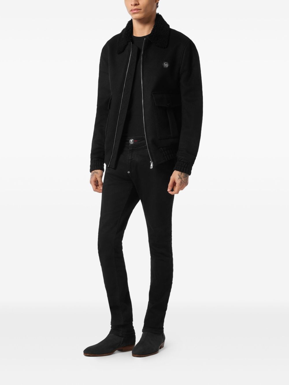 logo-patch jacket - 2